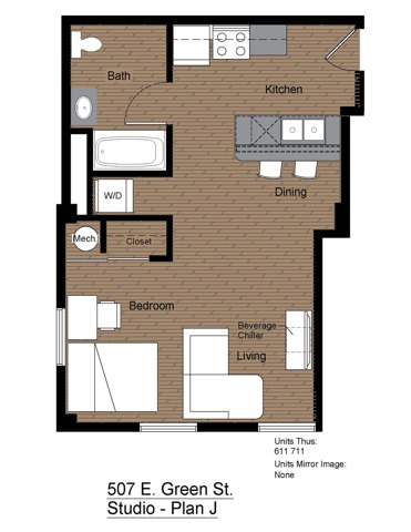 507 Green Studio Floorplan J