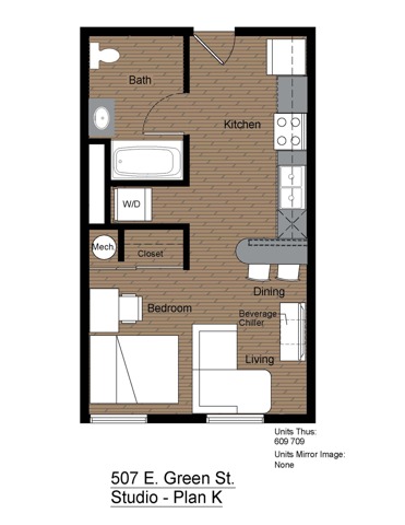 507 Green Studio Floorplan K
