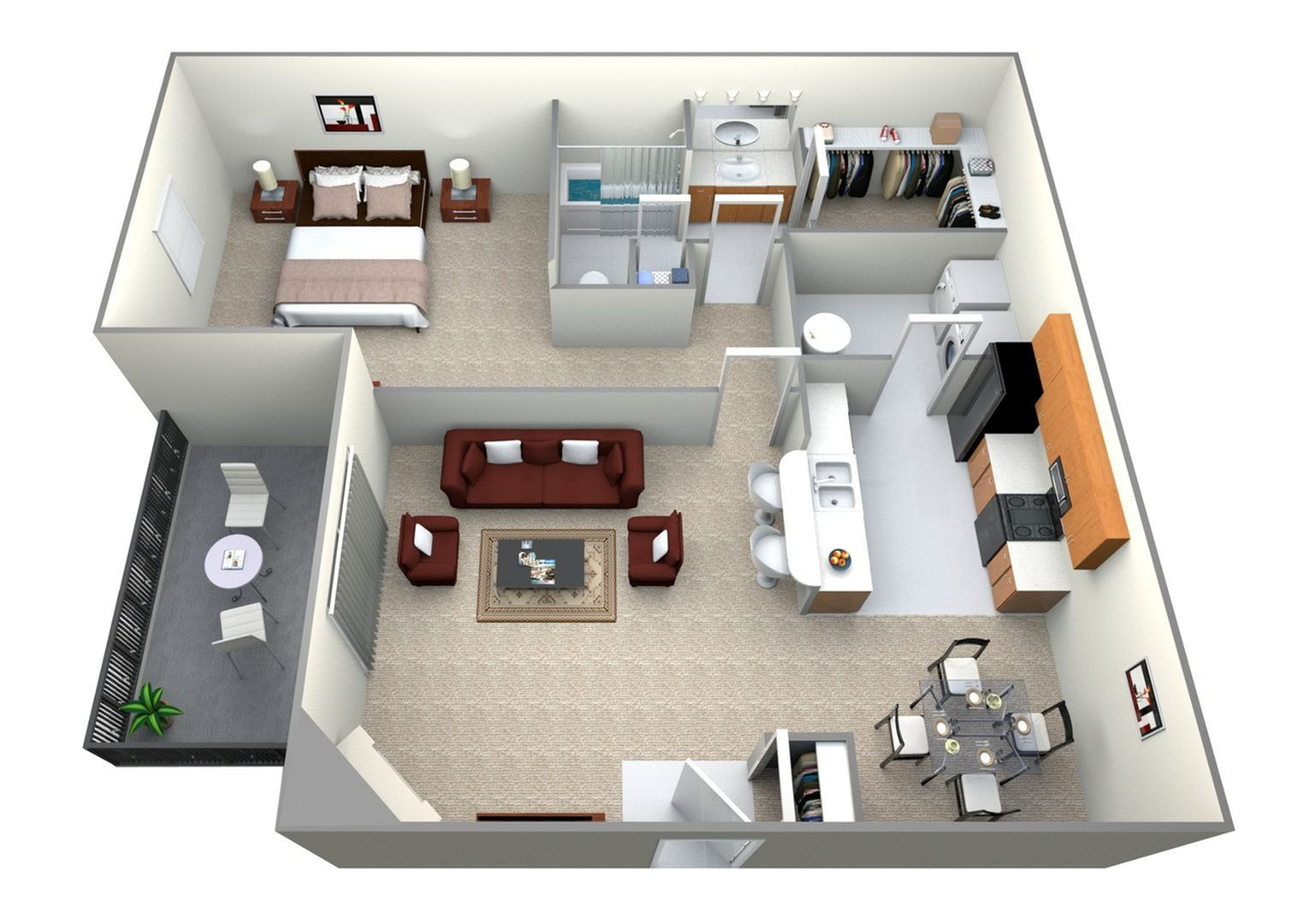 1 Bedroom, 1 Bath (776 sqft.) 1 Bed Apartment Berkley Manor