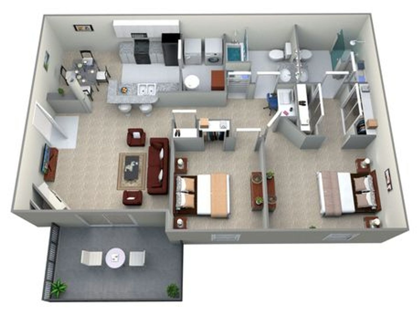 2 Bedroom, 2 Bath (1,007 sqft.) 2 Bed Apartment Berkley Manor