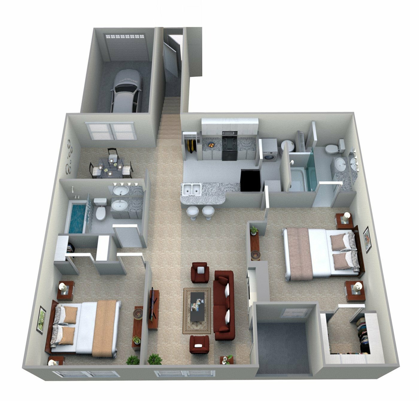 Gainesway 2 Bedroom, 2 Bath (1,145 sqft.) 2 Bed Apartment Colts Run