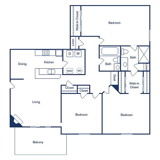 3x 2 BATH  - 1,321 SQ FT