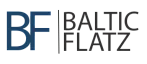 Baltic Flatz logo featuring bold blue and black letters.