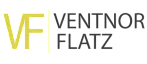 Sleek and modern Ventnor Flatz logo with stylish yellow and black design.