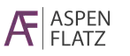 Modern logo design for Aspen Flatz featuring elegant purple lettering on a sleek black and white background.