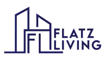 Modern logo design for Flatz Living, featuring sleek architectural lines and bold text.