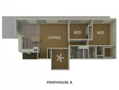 2 bed 2 bath penthouse layout