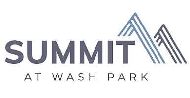 Modern logo for Summit at Wash Park with sleek mountain design.