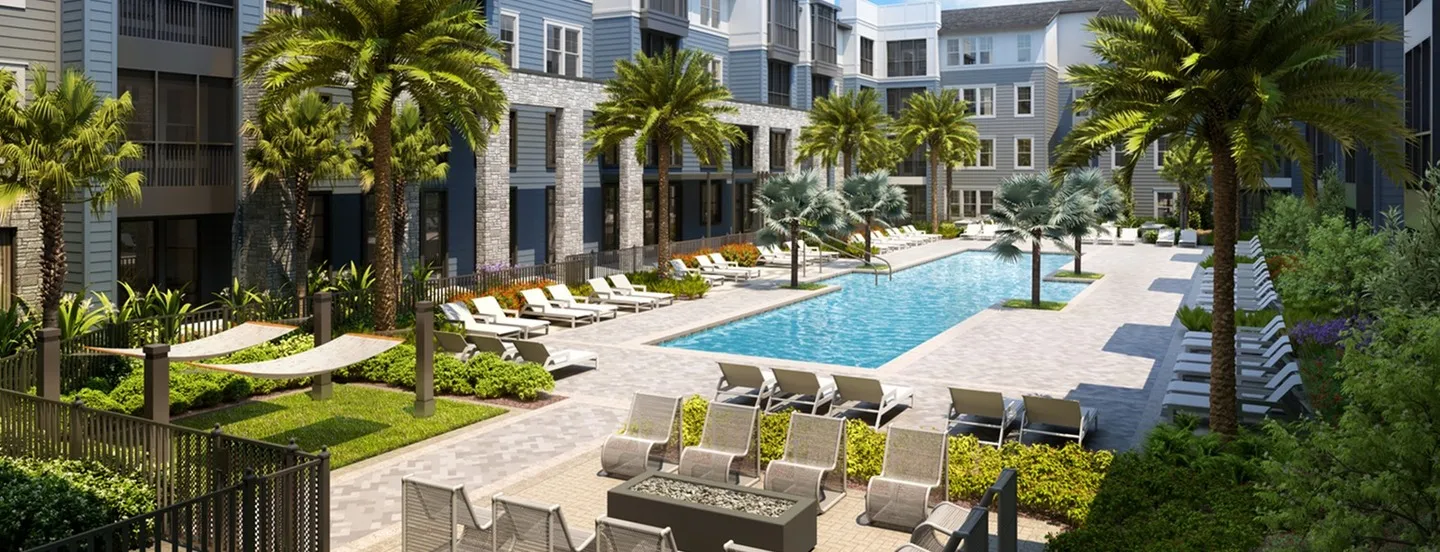 The Addison Longwood clubhouse and pool rendering