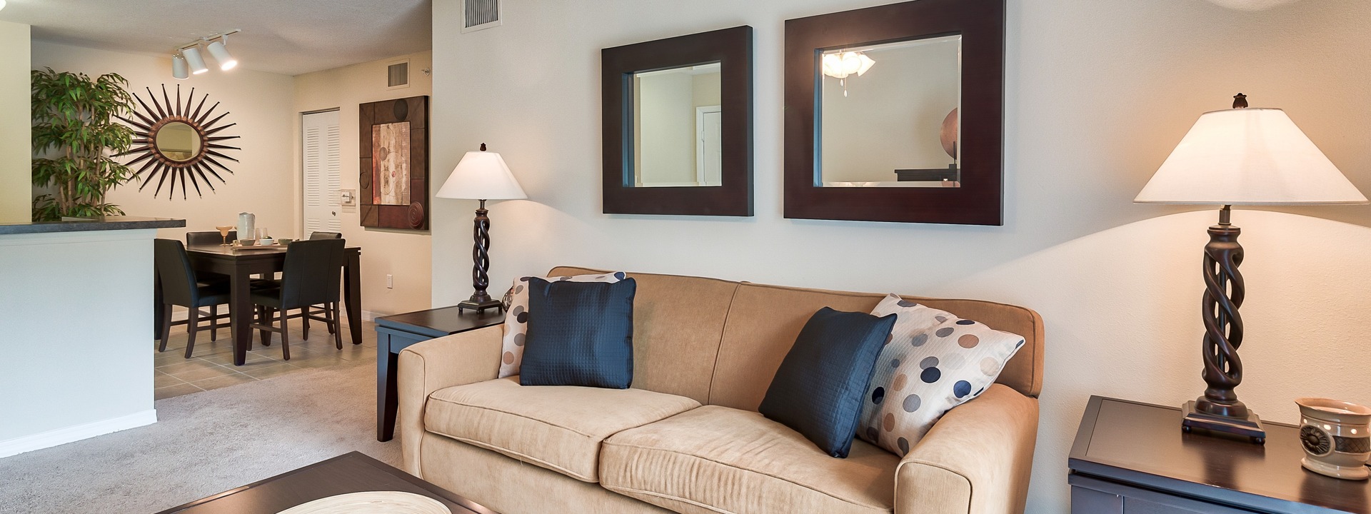 Bel Aire Terrace model living room and dining