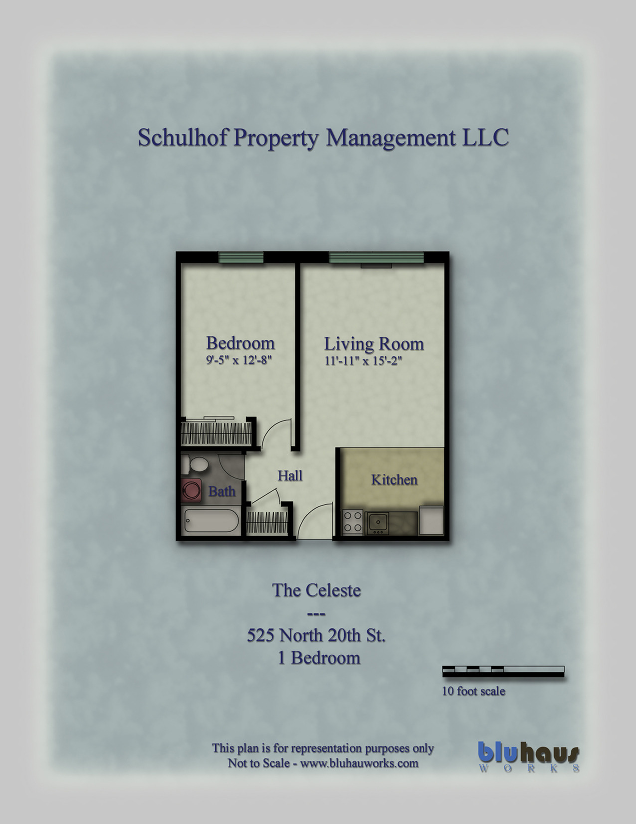 The Celeste - Schulhof Properties - 1 Bedroom /1 Bathroom Apartment