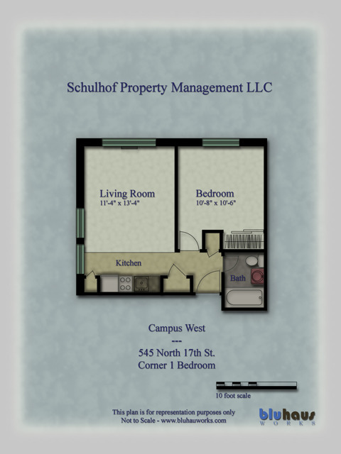 Campus West Standard 1 Bedroom Floor Plan - Schulhof Property Management LLC