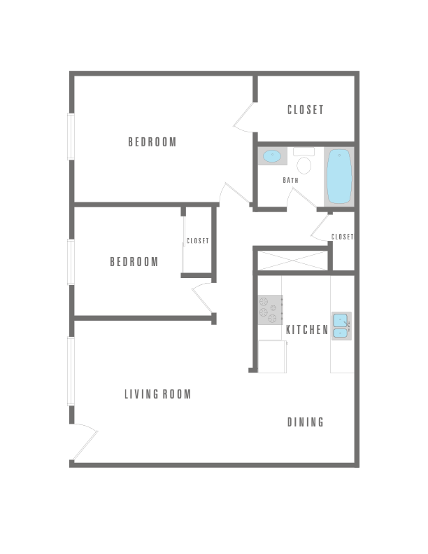 2 Bedroom 1 Bath