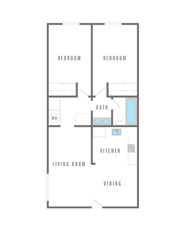 2 Bedroom 1 Bath 875 sqft