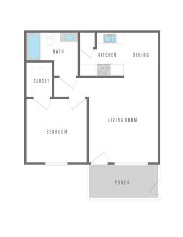 1 Bedroom 1 Bath 532 sqft