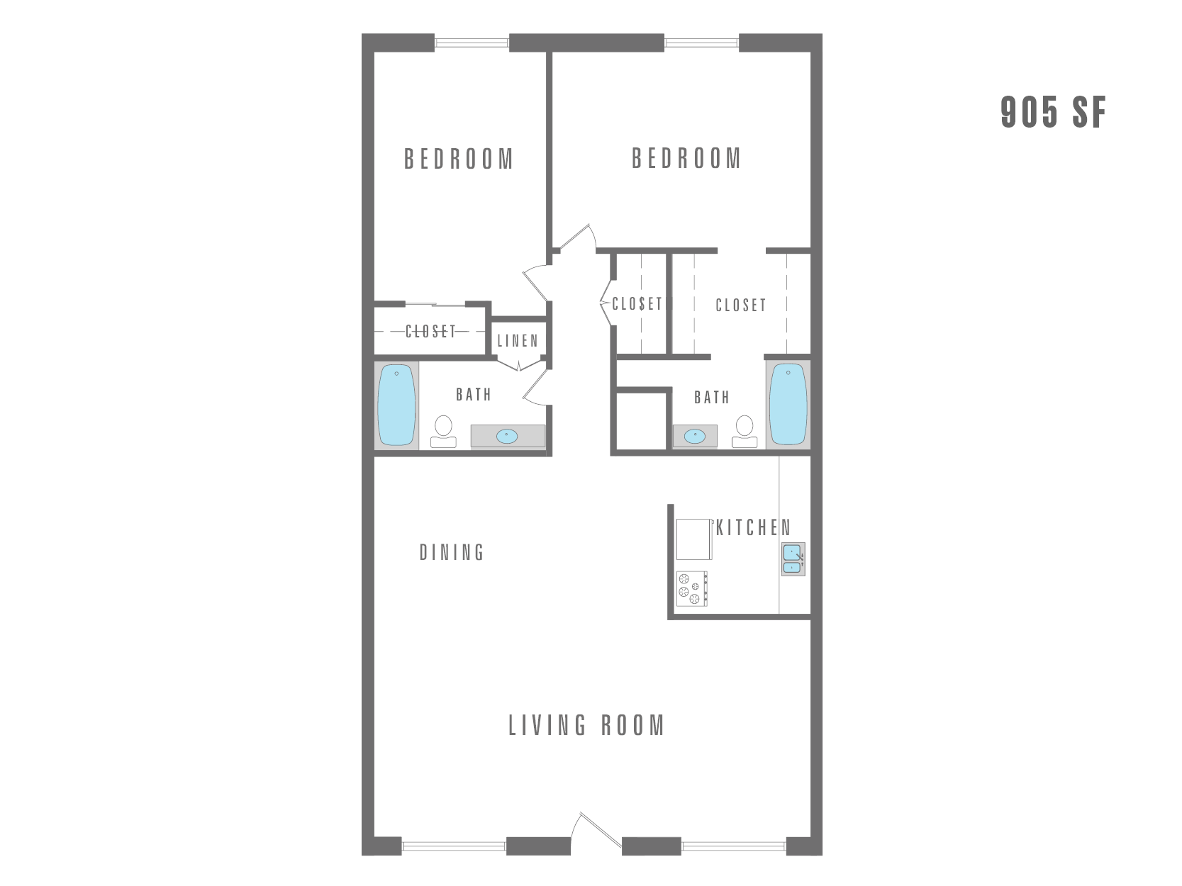 2 Bedroom, 2 Bath 905 SF - Alegria Del Sol