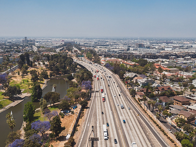 aerial view of freeway