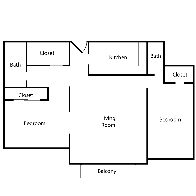 Two Bed Two Bath Floor Plan A