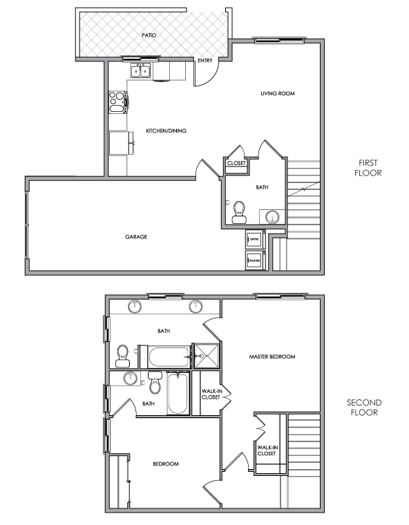 Two Bedroom Townhome | 2 Bed Apartment | Town Center Villas