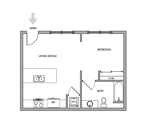 2D Floor Plan Rendering - Studio Option 2