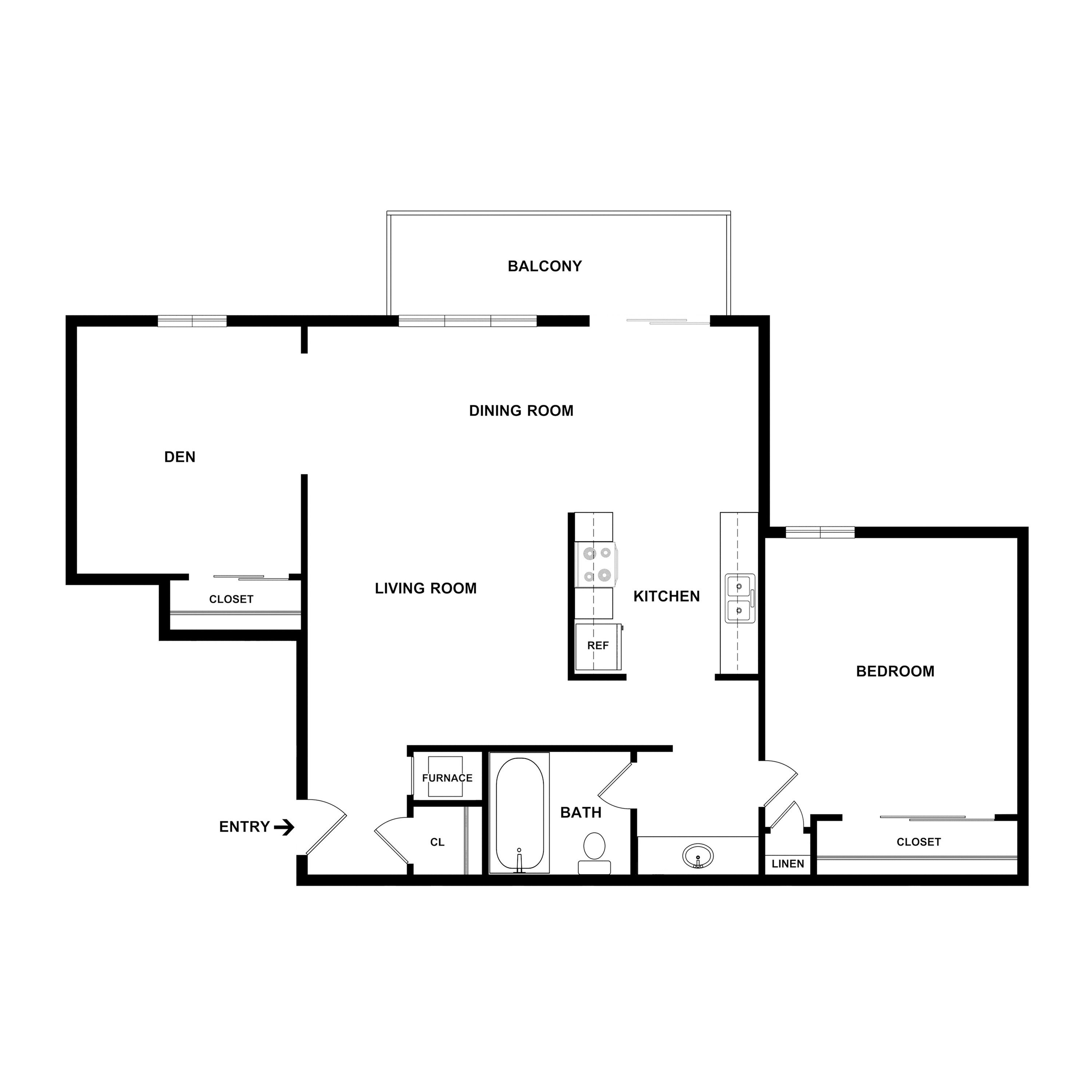 1x1Den 1 Bed Apartment Villa Del Mar Apartments