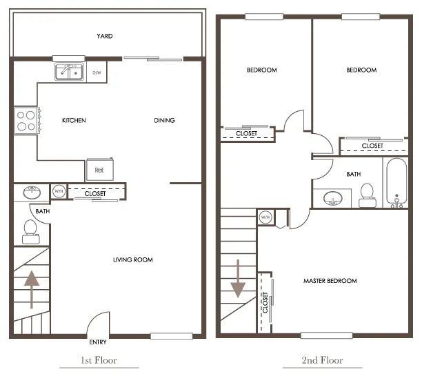 2D Three-Bedroom Floor Plan