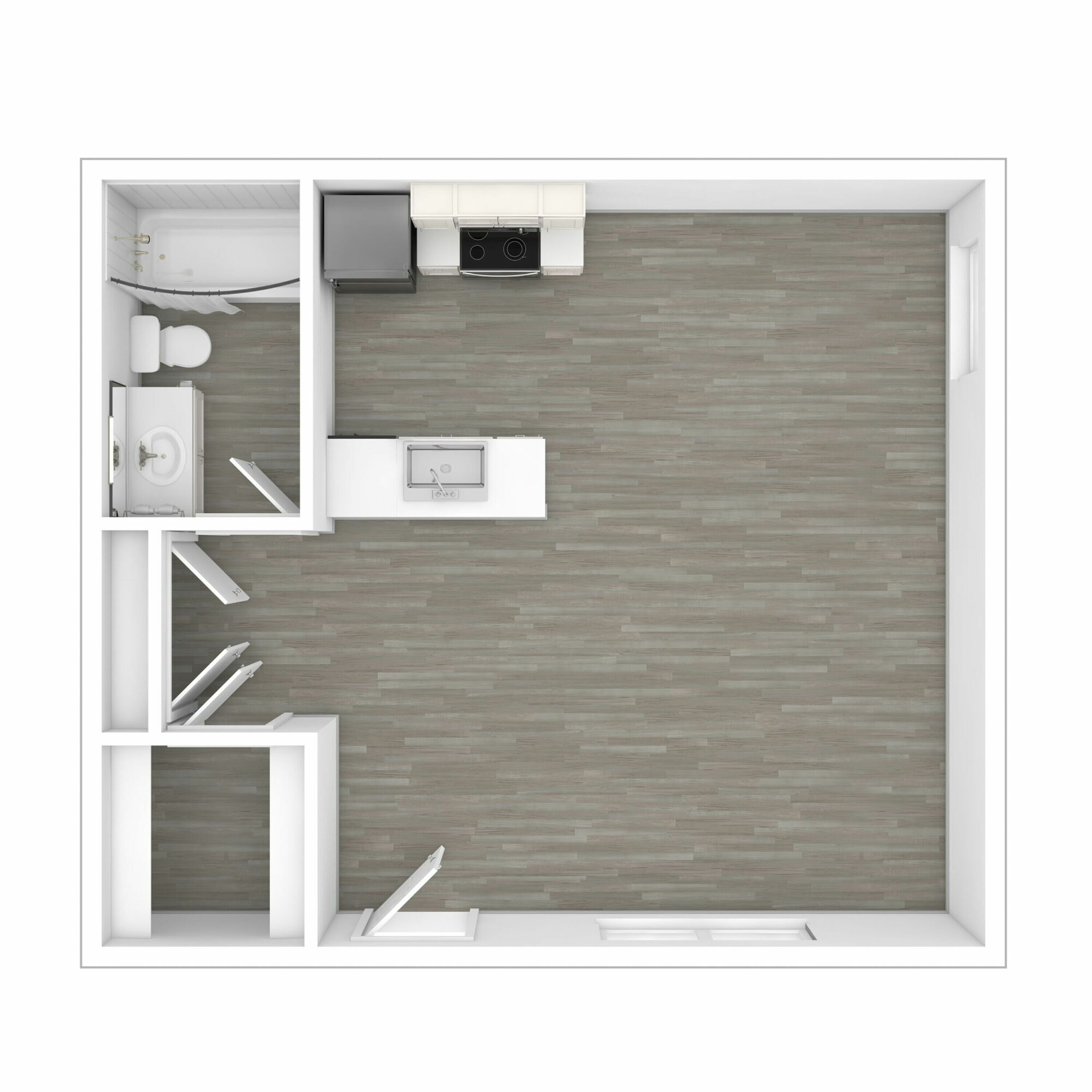 3D Unfurnished Studio Floor Plan