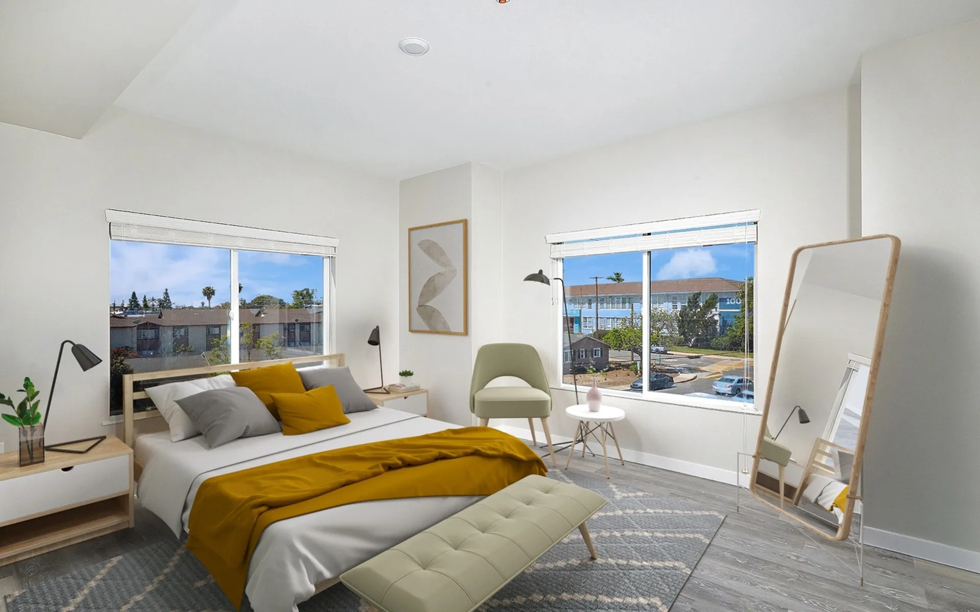 bedroom with large windows