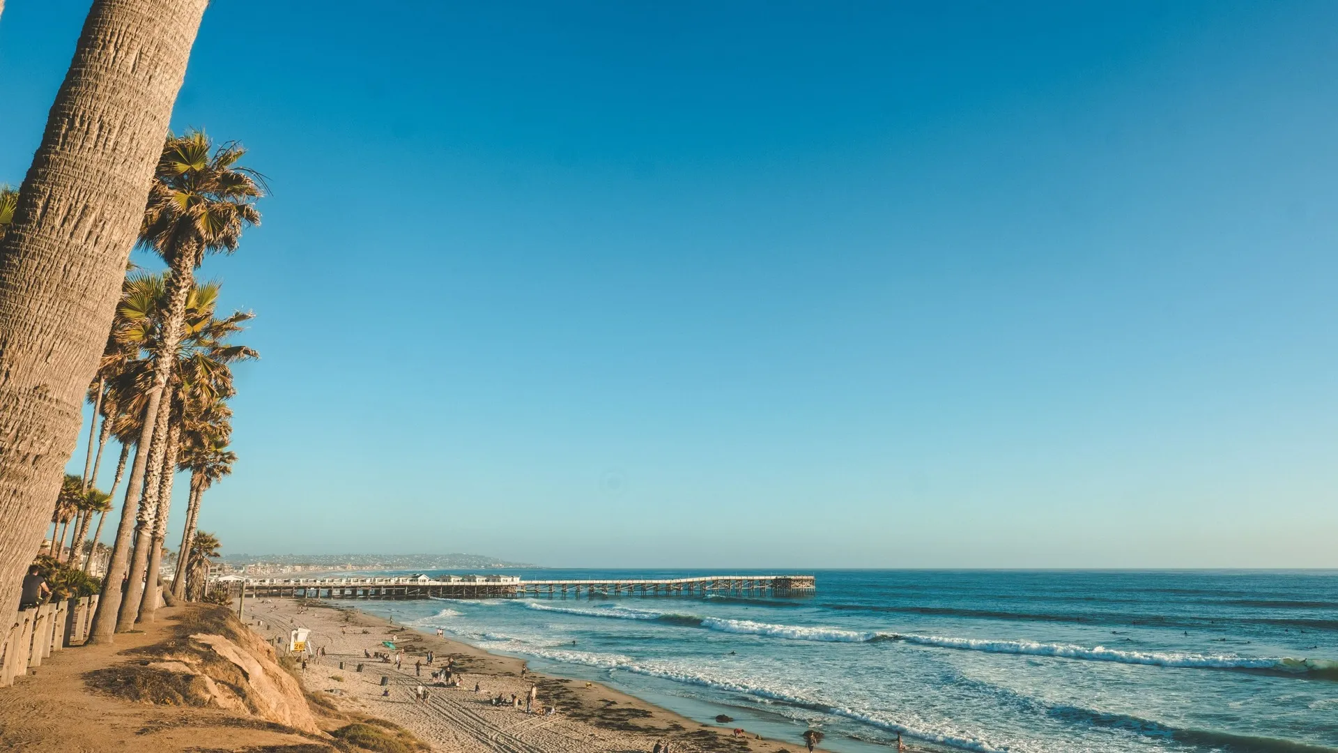 Pacific beach with view of Crystal Pier