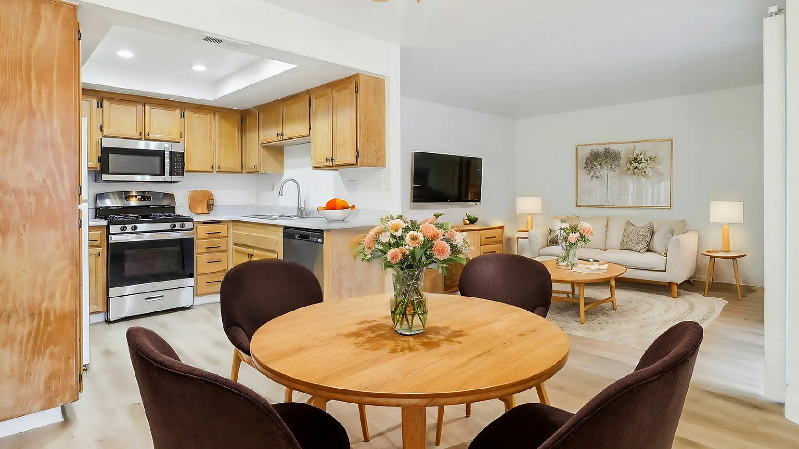 living room and kitchen
