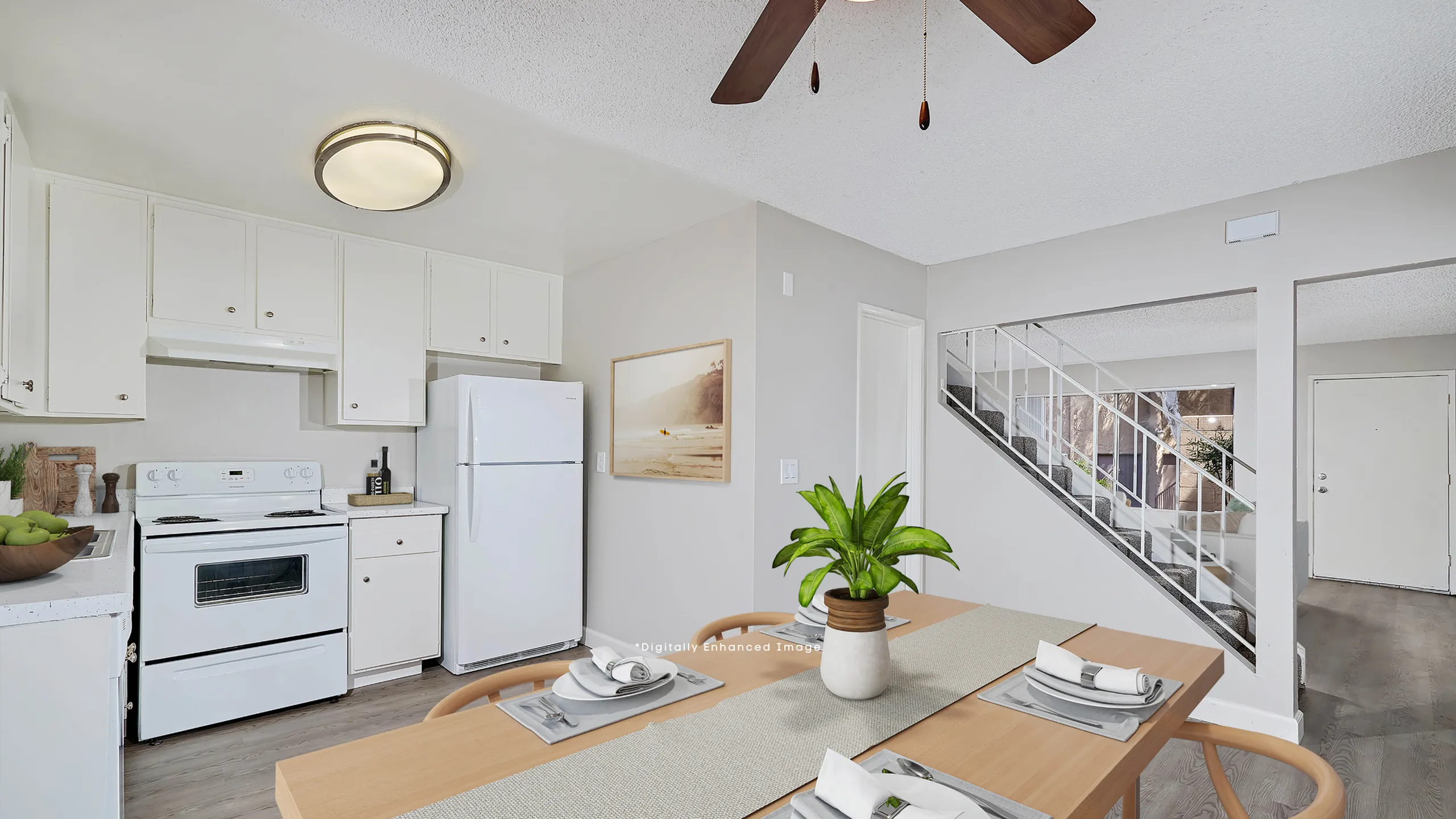virtually staged kitchen at villa Morocco