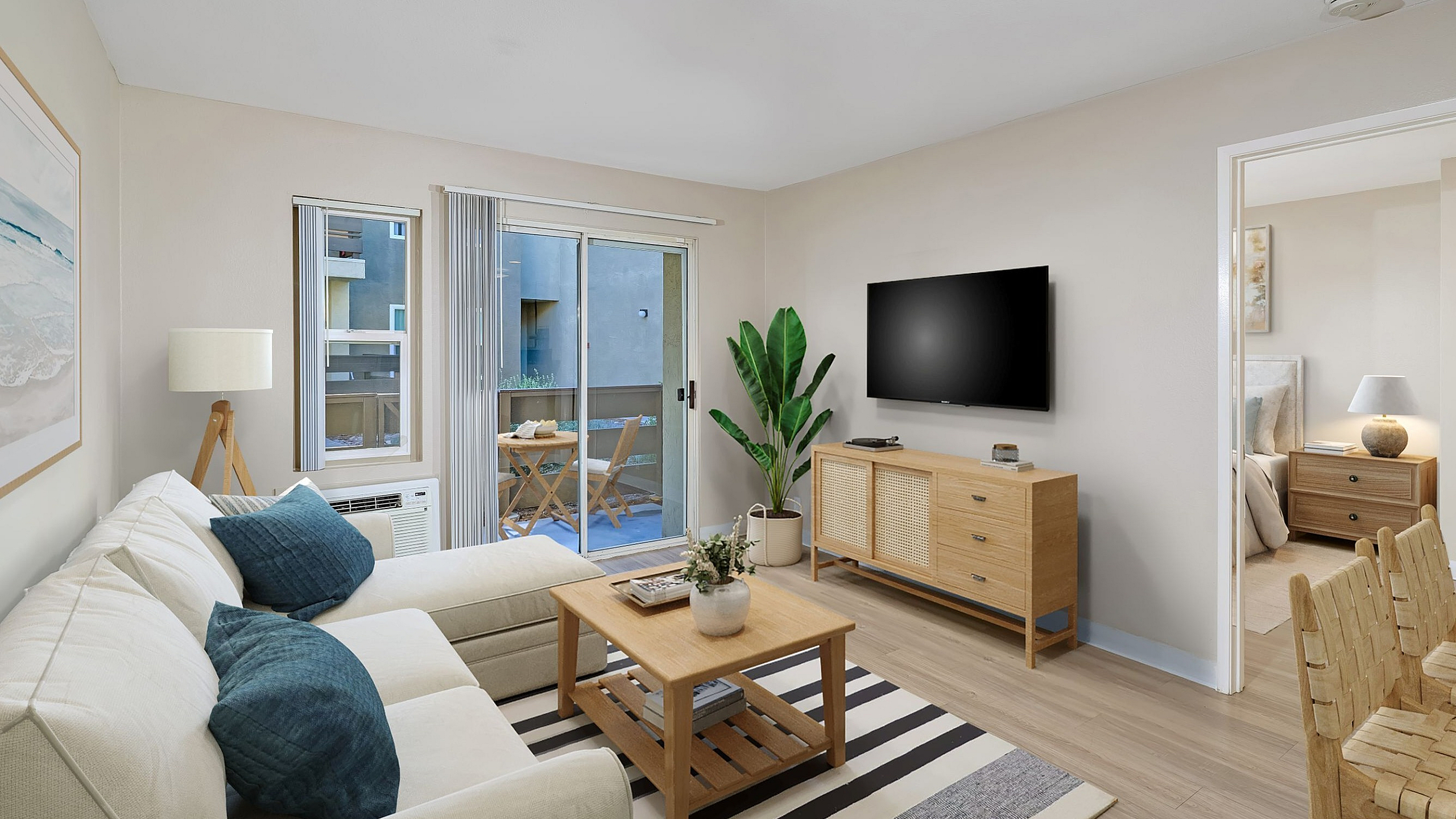virtually staged living room at Parkview Terrace