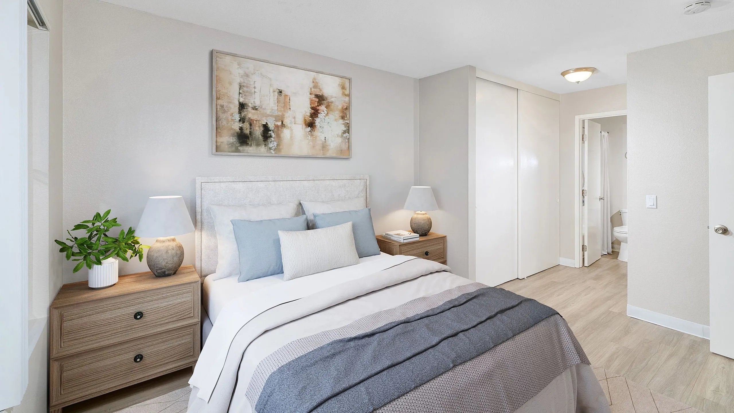 Virtually staged bedroom at Parkview Terrace