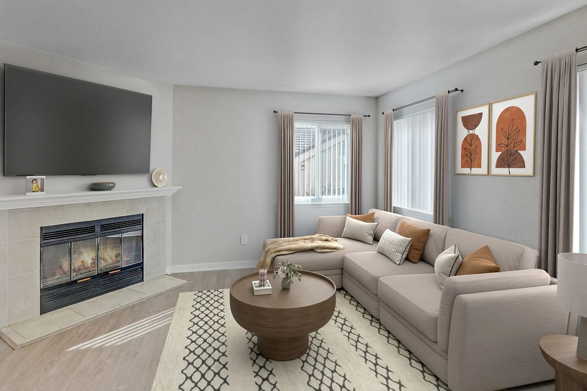 virtually staged living room at fanita meadows