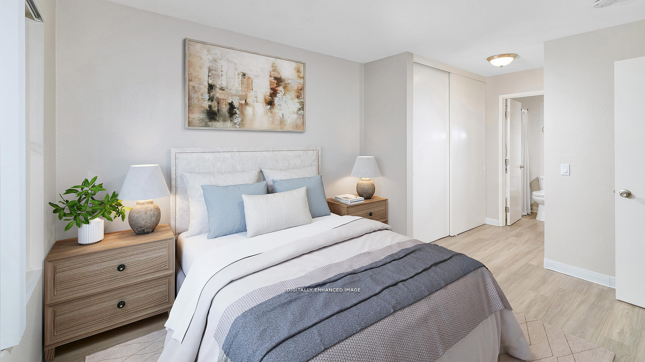 Virtually staged bedroom at Parkview Terrace