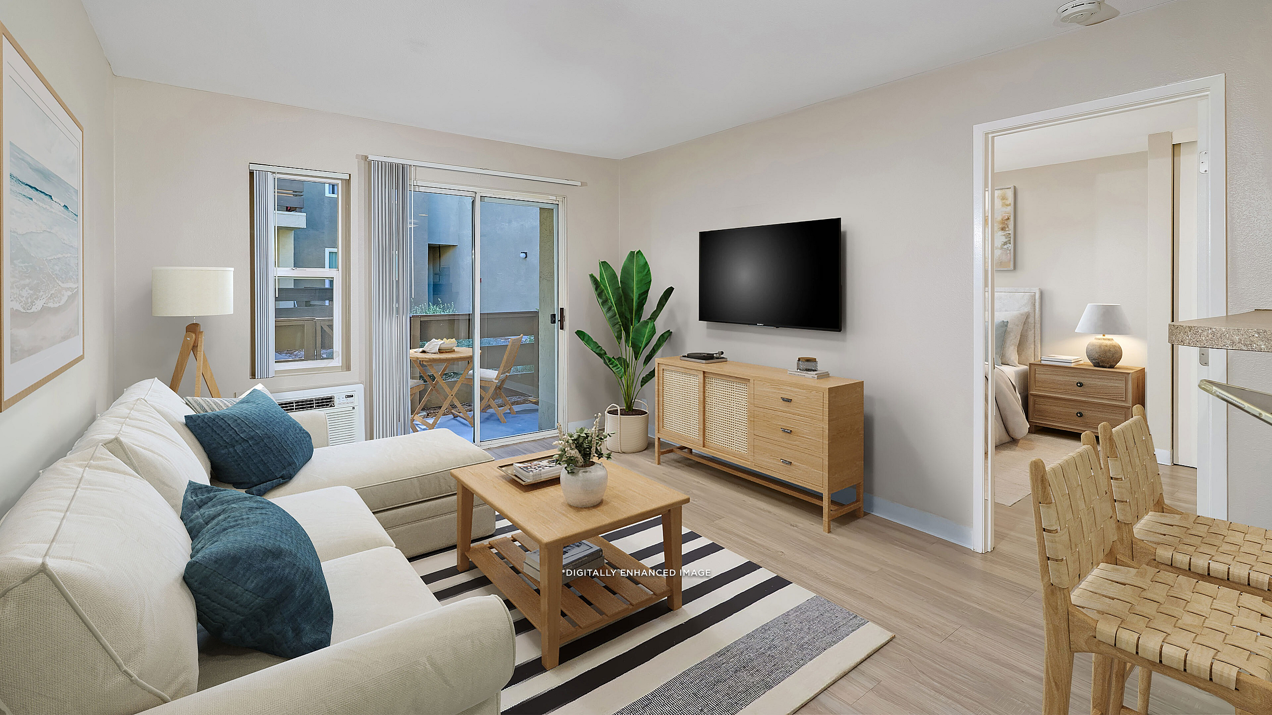 virtually staged living room at Parkview Terrace