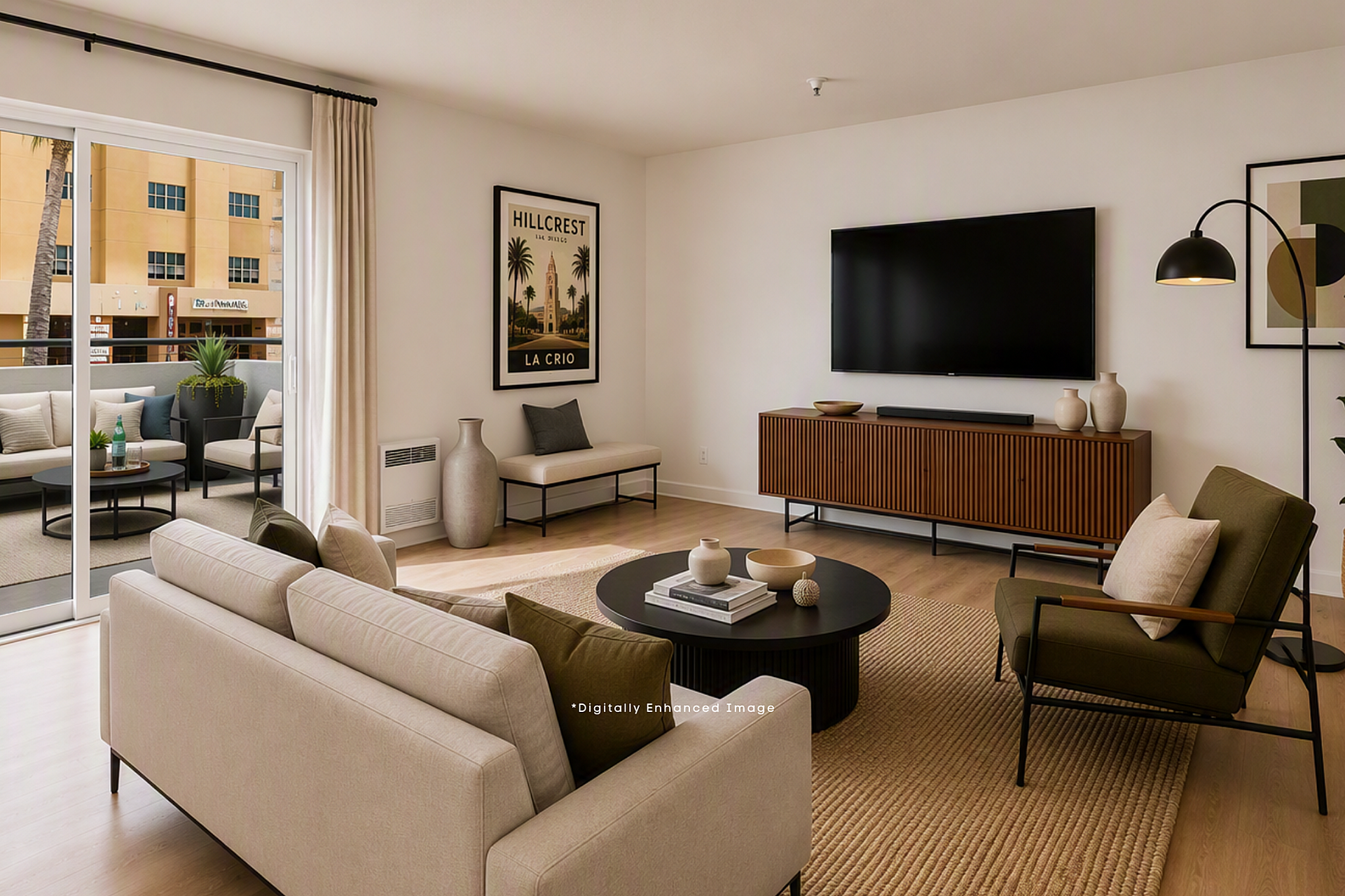 Virtually staged apartment at the warwick