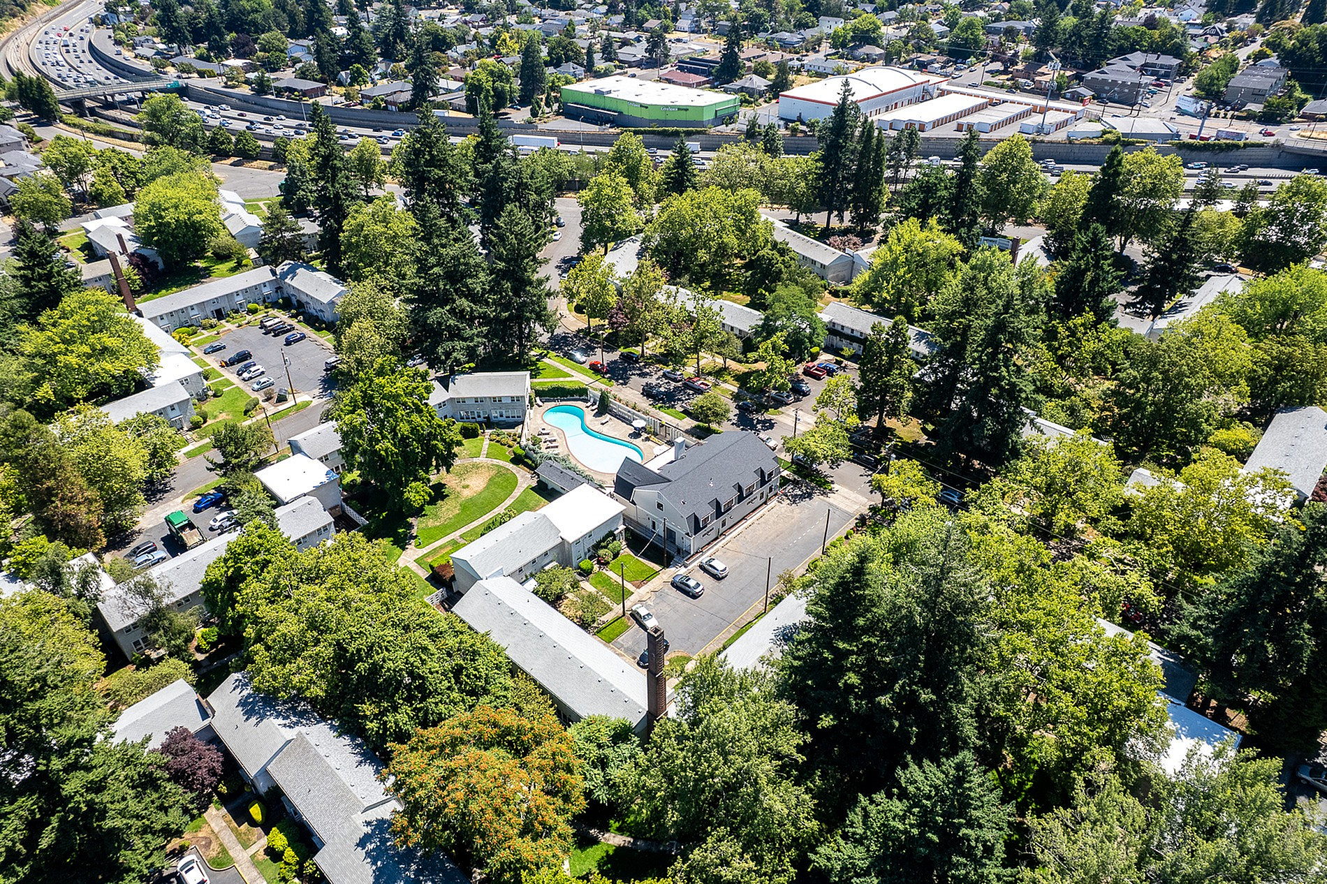 aerial view of the binford