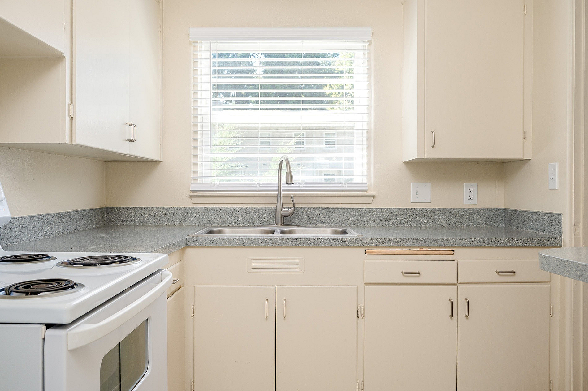 kitchen with chrome and white appliances