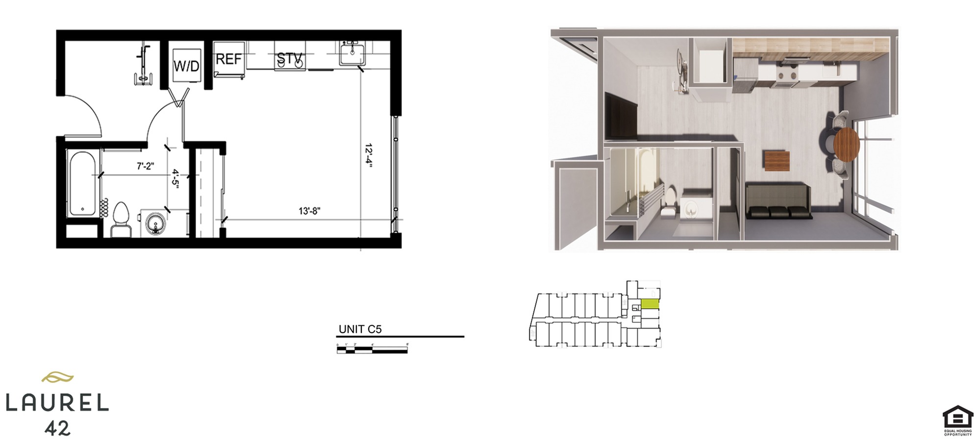613 sqft Studio D Floorplan
