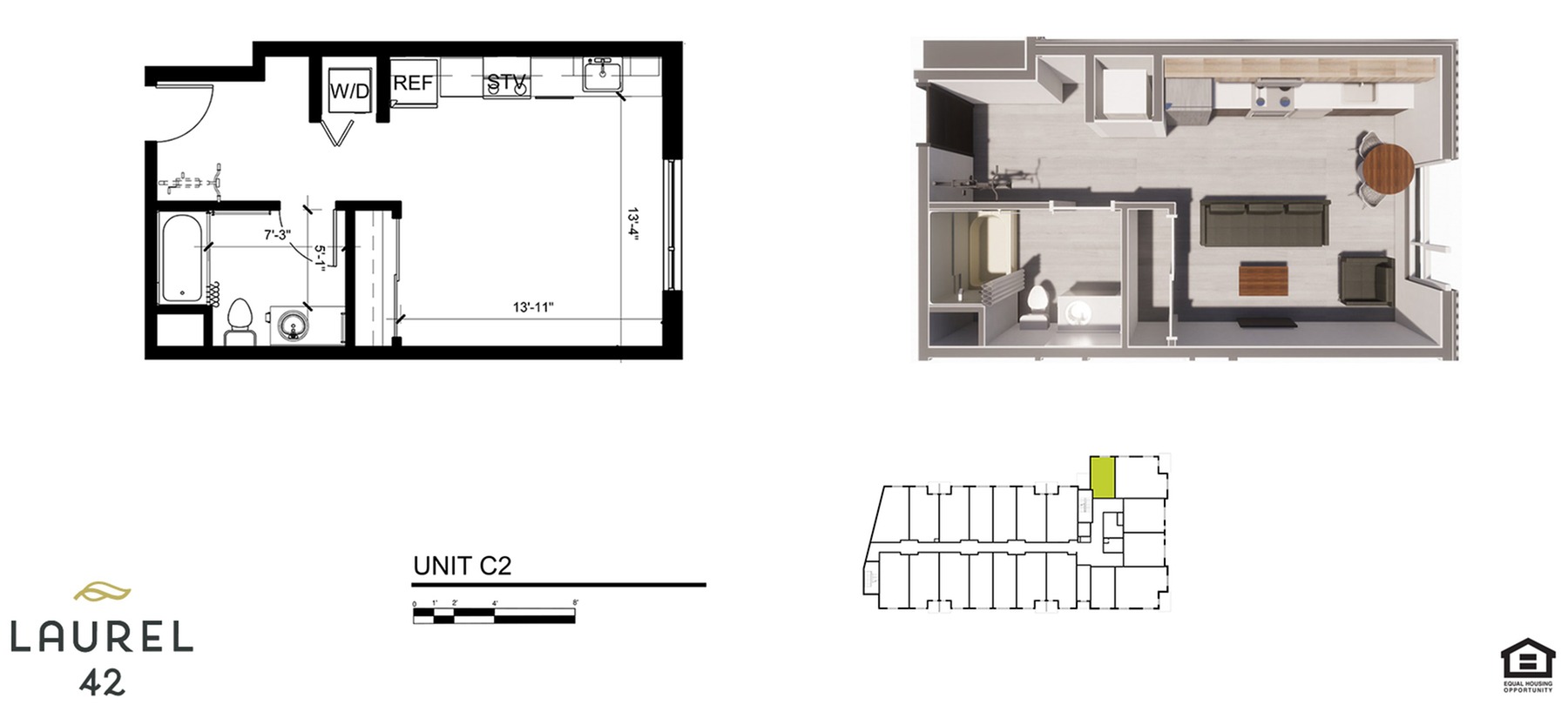 Studio 447 sqft Studio B Floorplan