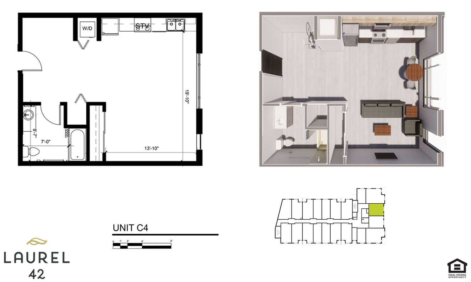 613 sqft Studio D Floorplan