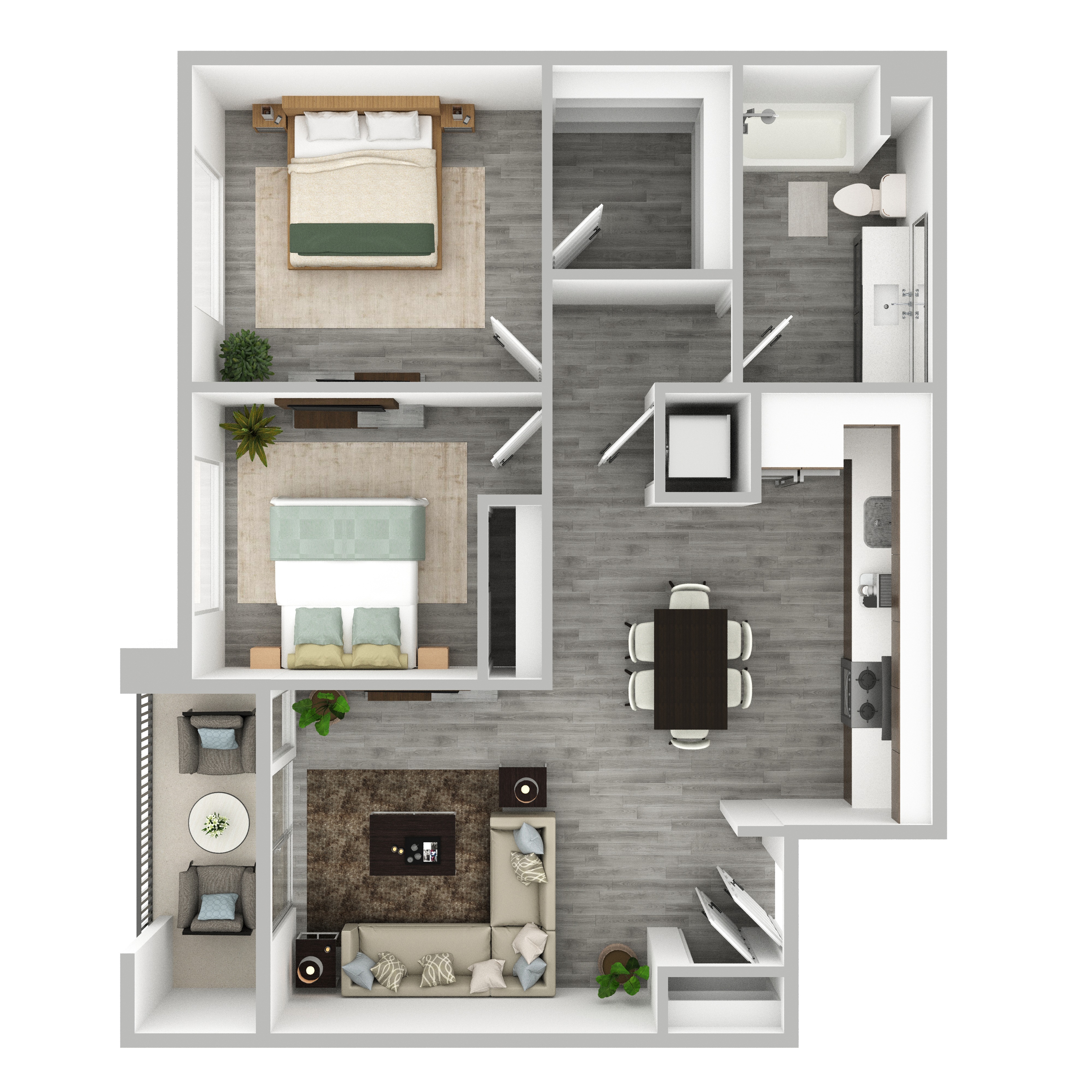 Two-Bedroom, One-Bathroom Apartment
