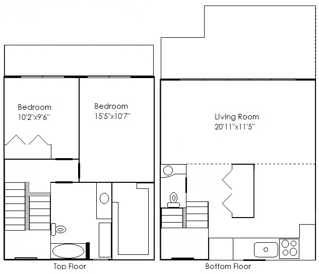 2 bedroom - 1.5 bath - 1200 sq ft