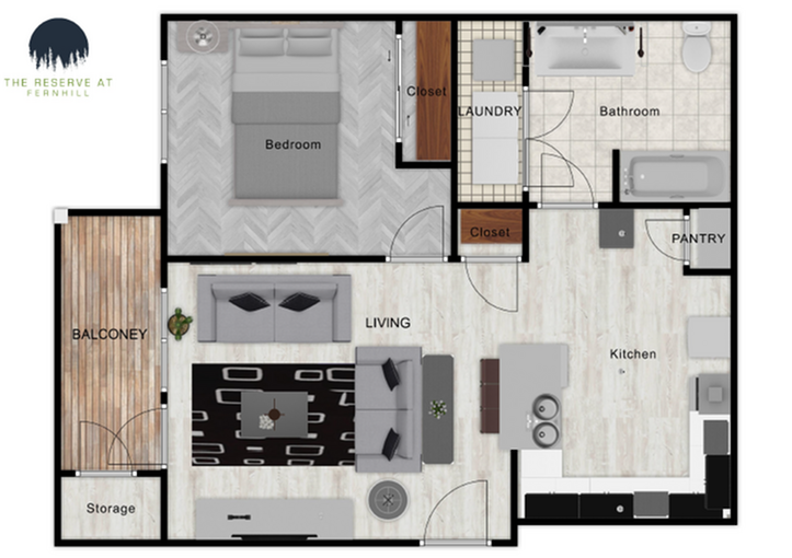 One Bedroom 2D Floor Plan