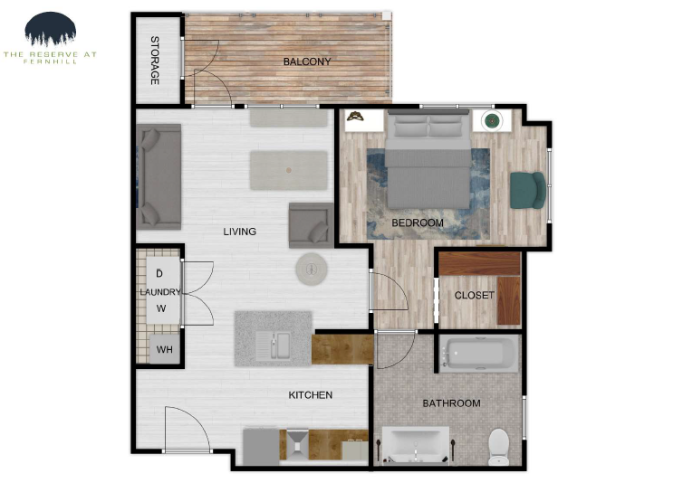 One Bedroom 2D Floor Plan