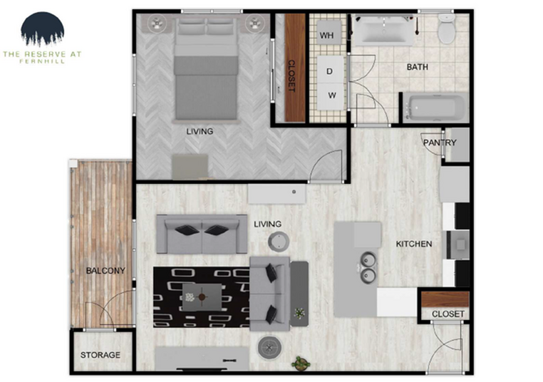 One Bedroom 2D Floor Plan