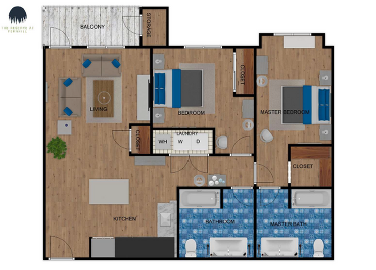 Two Bedroom 2D Floor Plan