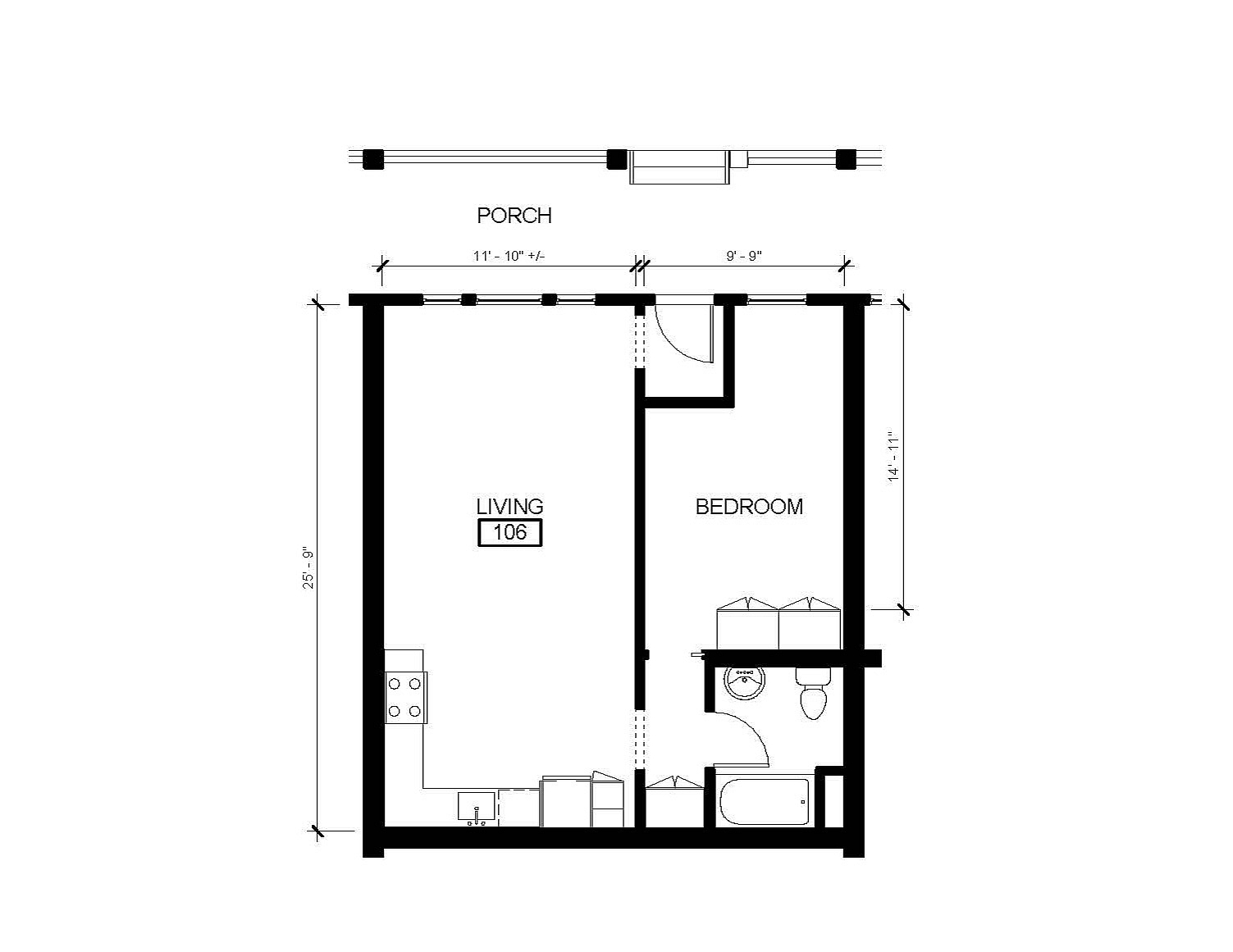 1 Bedroom B Floor Plan