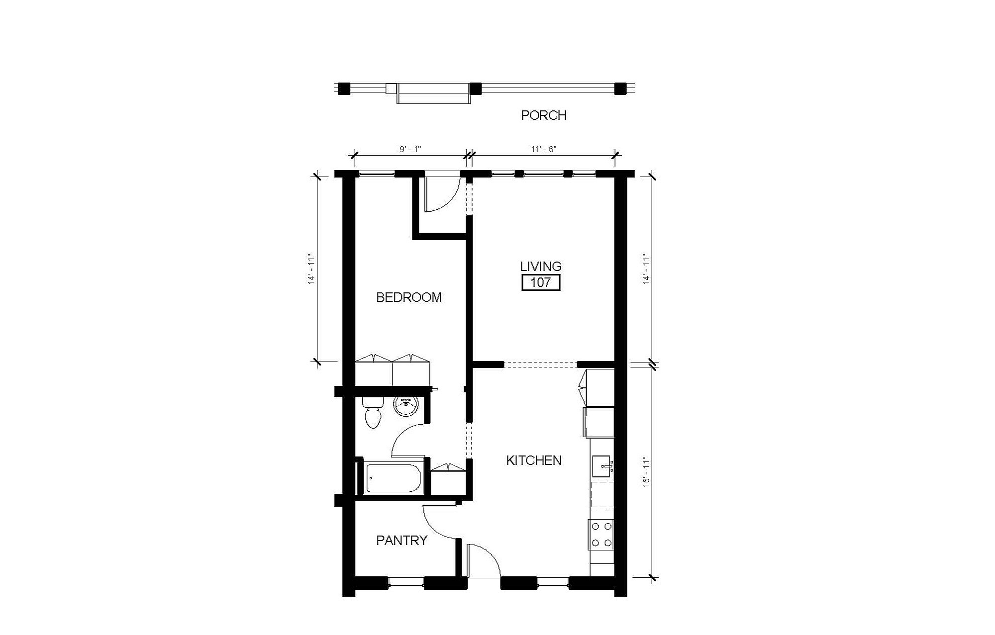 1 Bedroom C Floor Plan